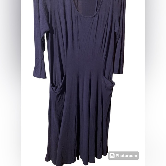 Euc 18/20 Ashley Stewart Navy Blue flowy A Line dress with front pockets! - Picture 2 of 5